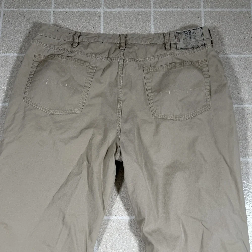 Vtg Polo Ralph Lauren 867 Pants Beige Red Flannel Lined Chino Winter Plaid 40x31